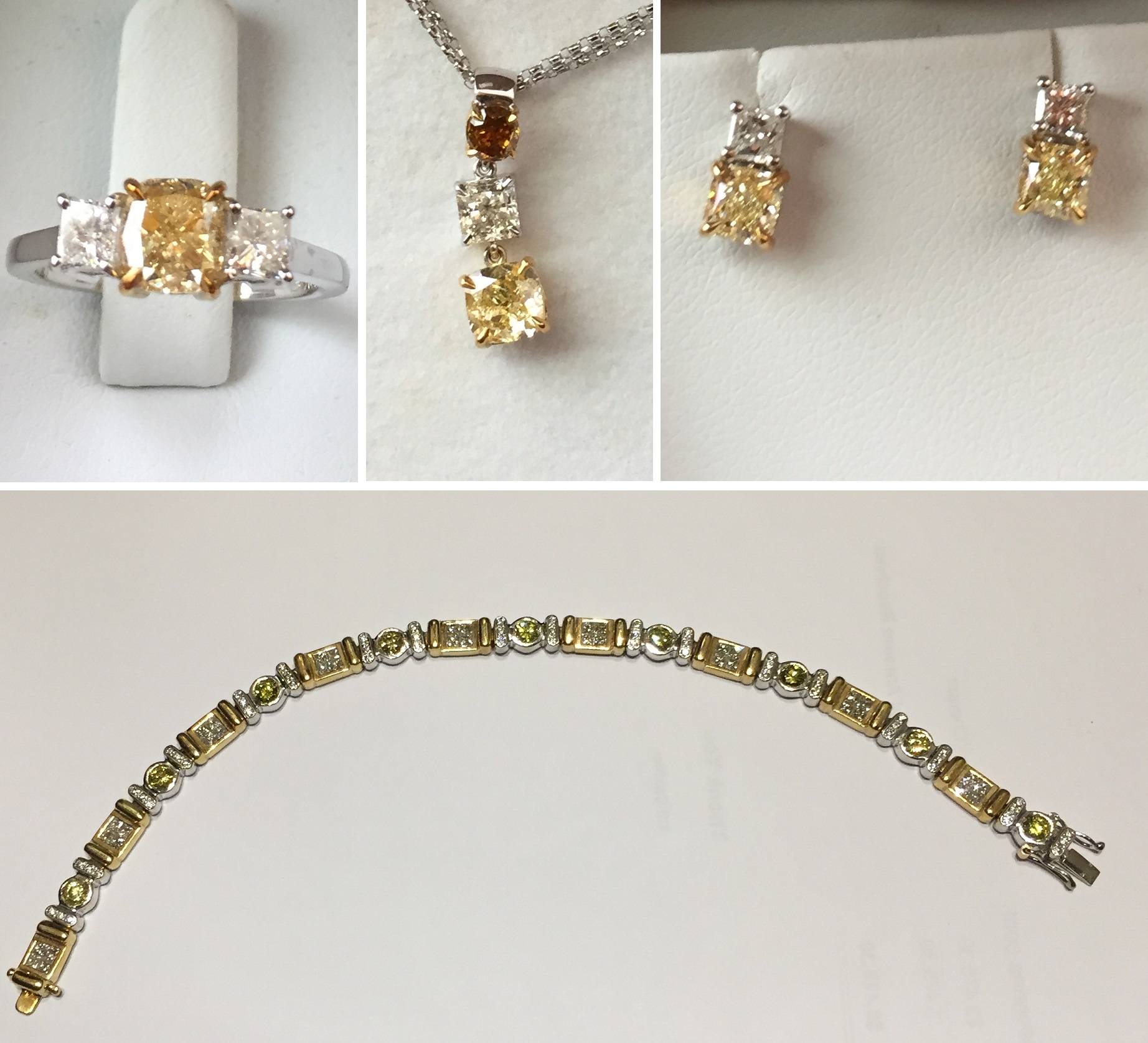 Mixed Fancy Colour Diamond Lady’s Ring, Pendant, Earrings & Bracelet Set