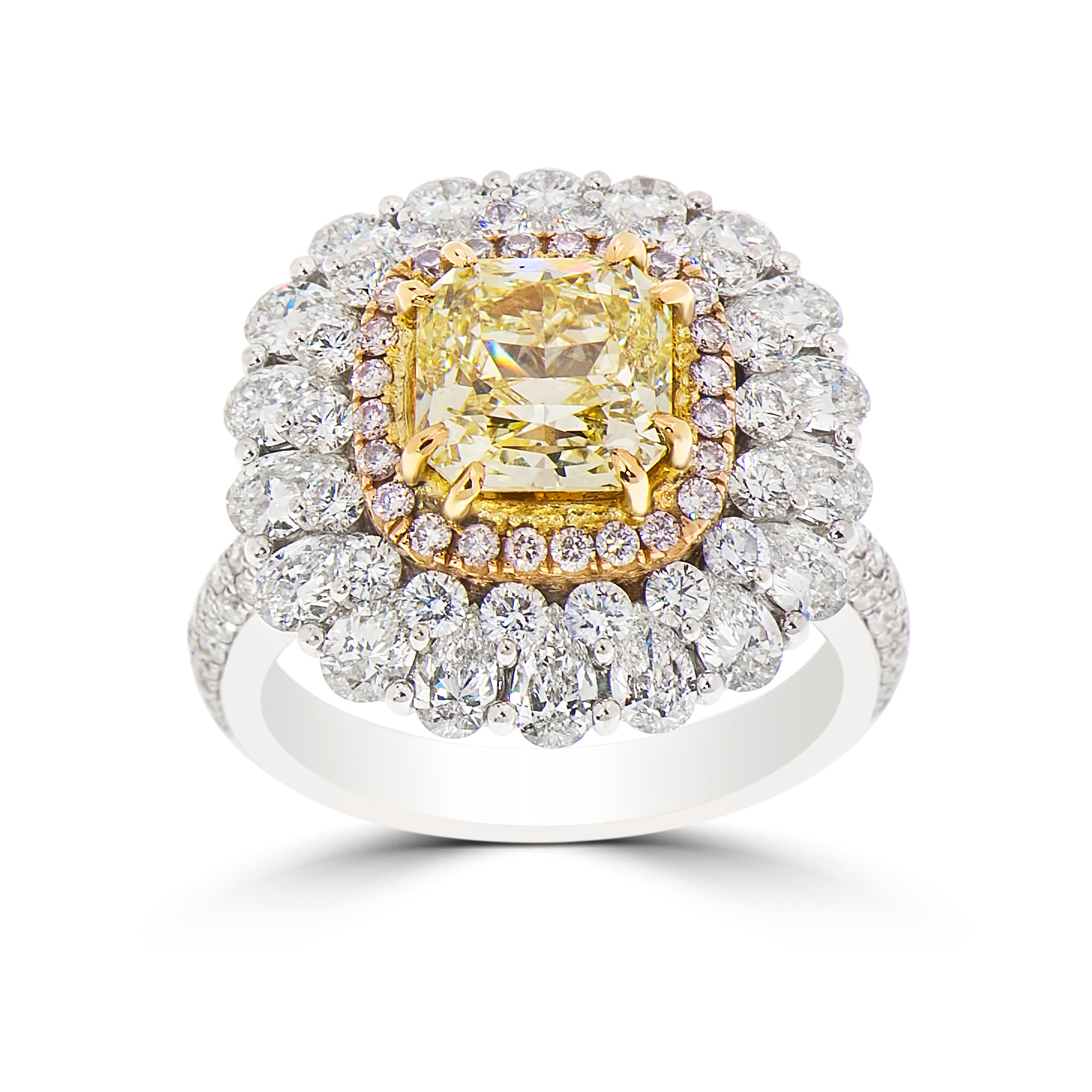 Lady’s Internally Flawless 2.26ct Fancy Light Yellow Diamond Ring (6.10ct TW)