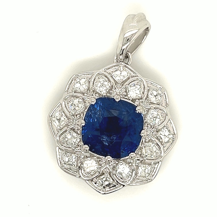 13.30ct Blue Sapphire & Diamond Pendant (16.51ct TW)