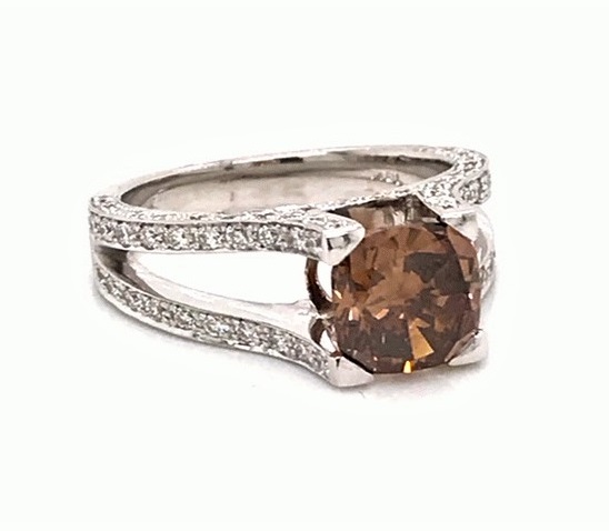 Lady’s 2.02ct Fancy Dark Orangy Brown Diamond Ring (2.92ct TW)