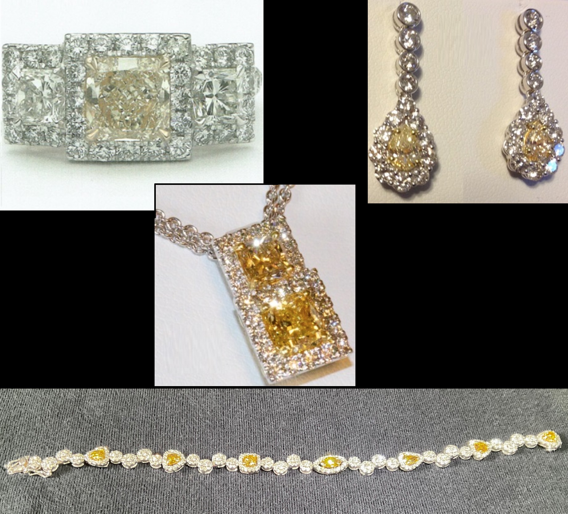 Mixed Yellow Ring, Pendant, Earrings & Bracelet Set (14.15ct TW)